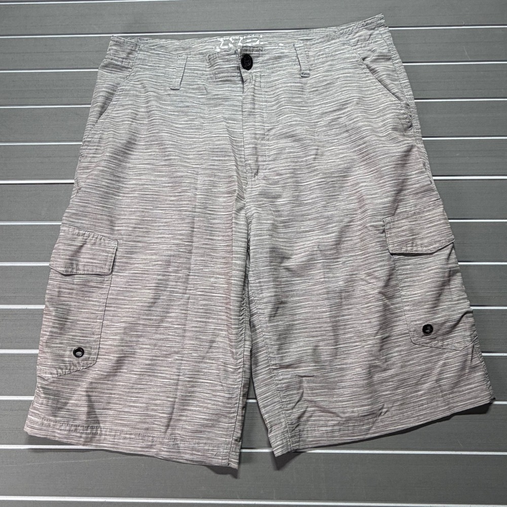 No Fear Mens Hybrid Cargo Shorts Grey Space Dye Heathered Boardshorts Size 34